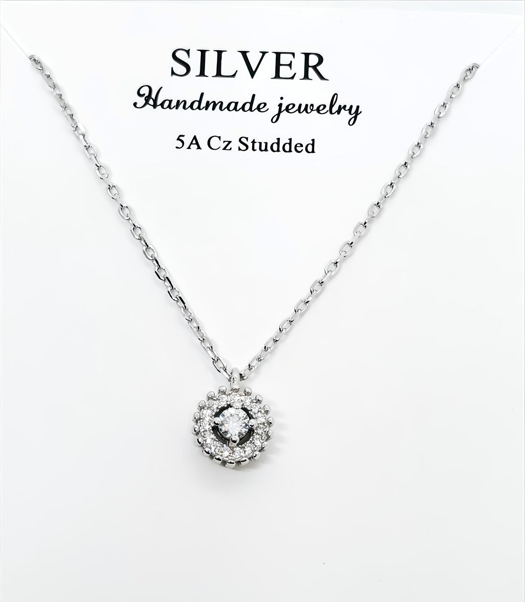 Silver Round Pendant Necklace – Handmade by SilvSaga