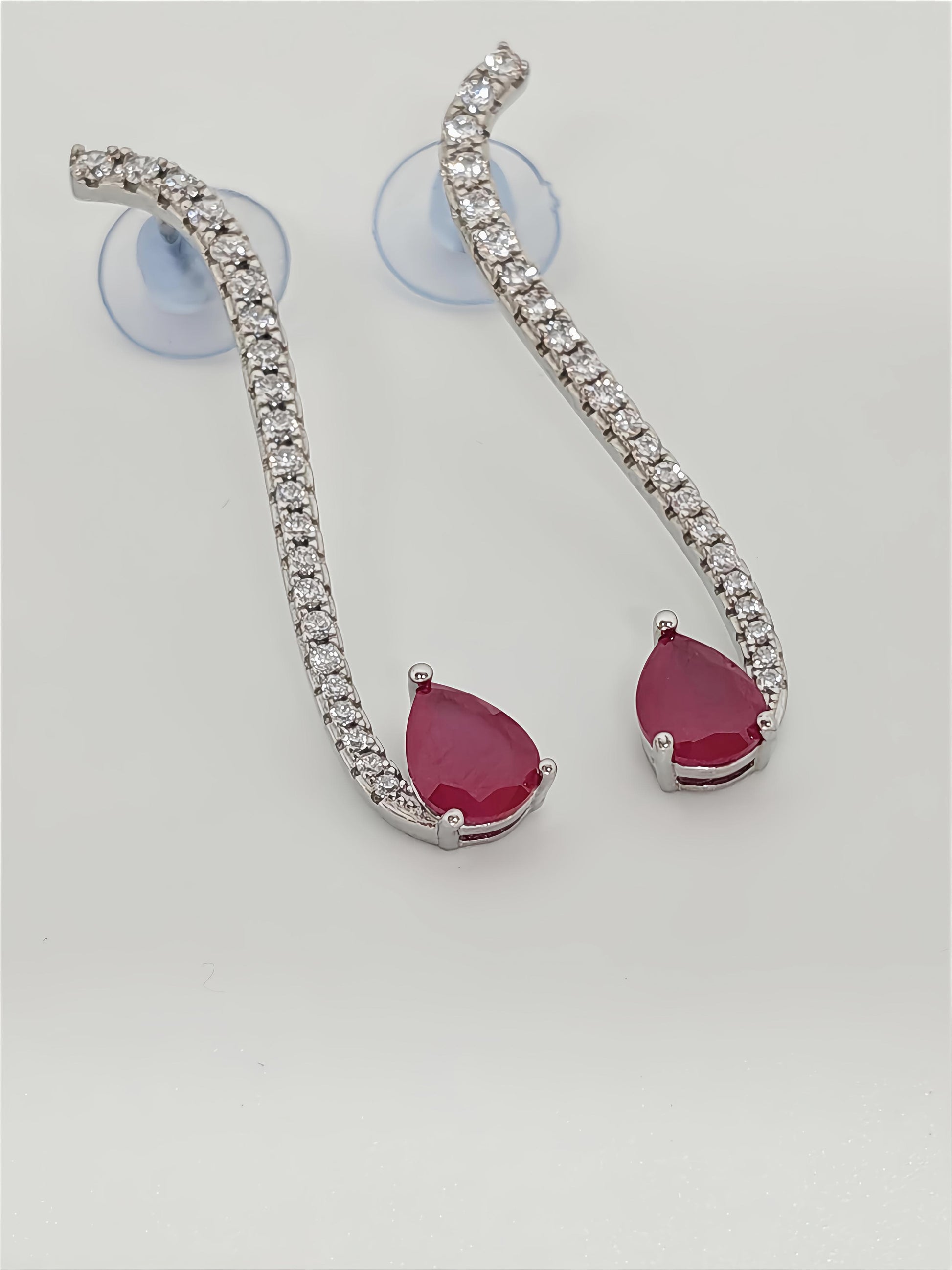 Crimson Curve Silver Earrings by SilvSaga