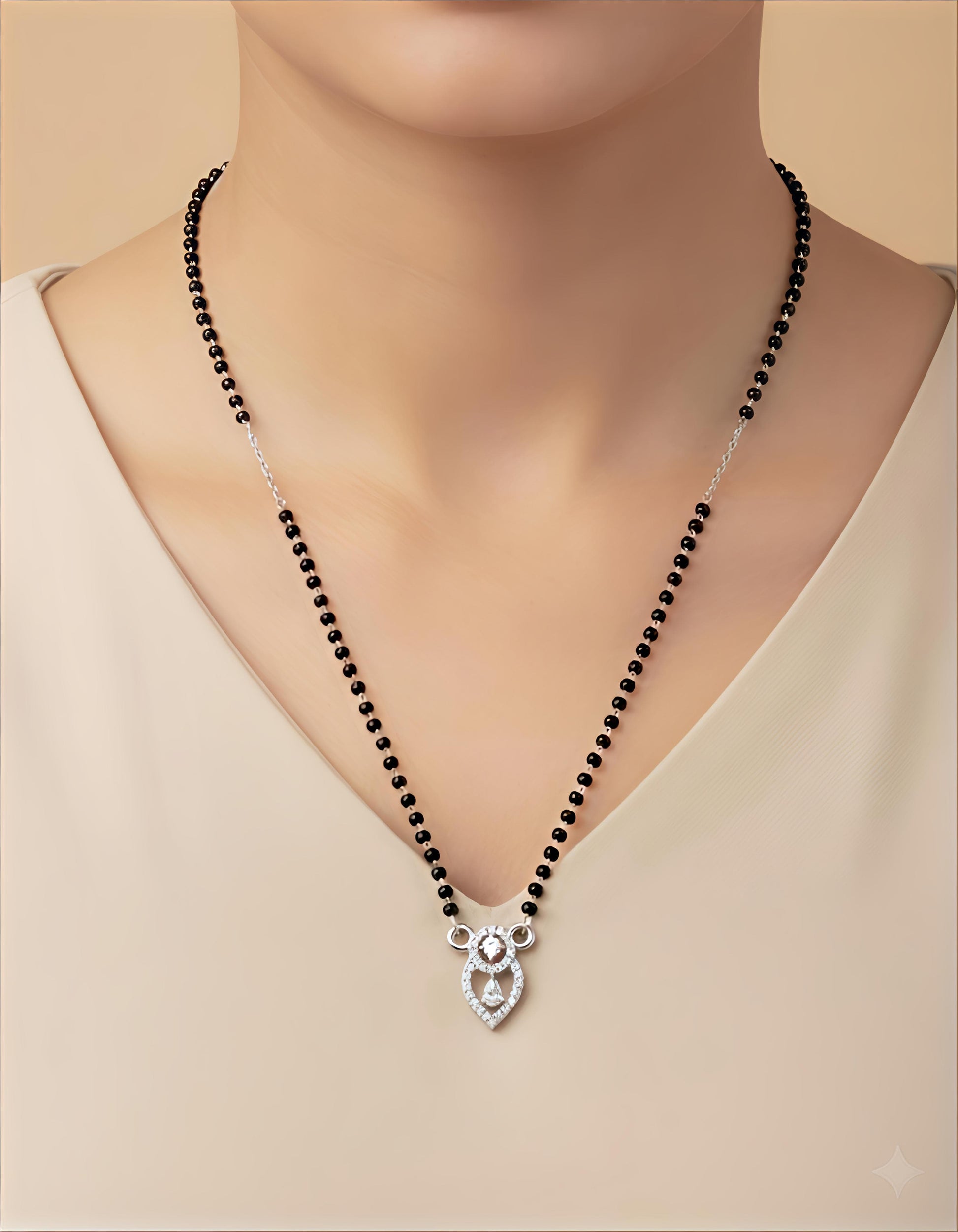 Elegant Silver Mangalsutra in 92.5 Sterling Silver By SilvSaga