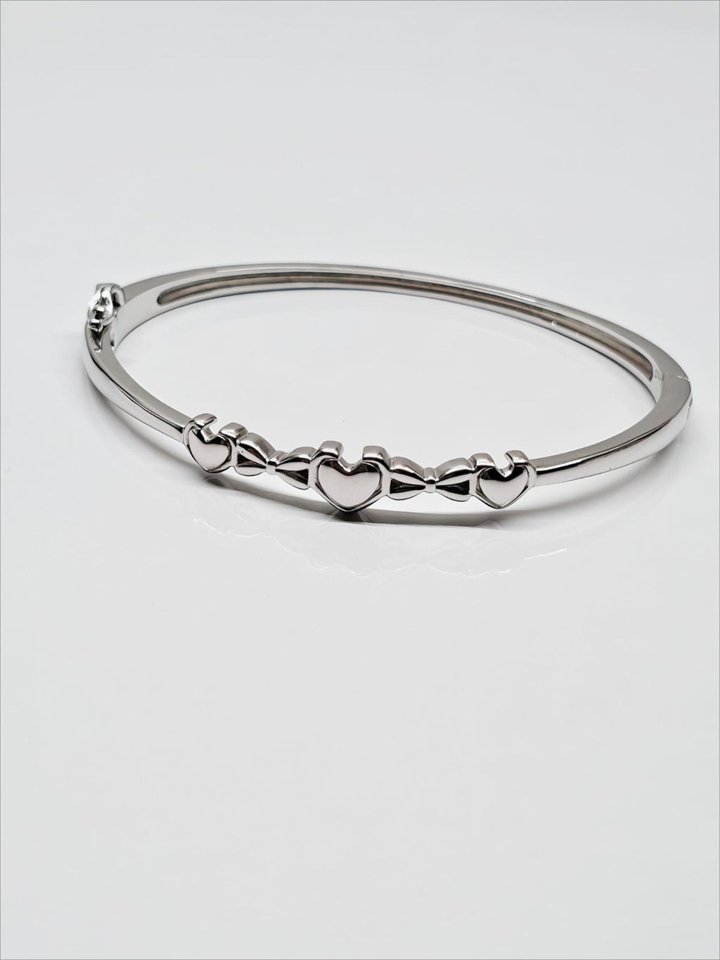 Sterling Silver Heart Motif Bangle Bracelet by SilvSaga