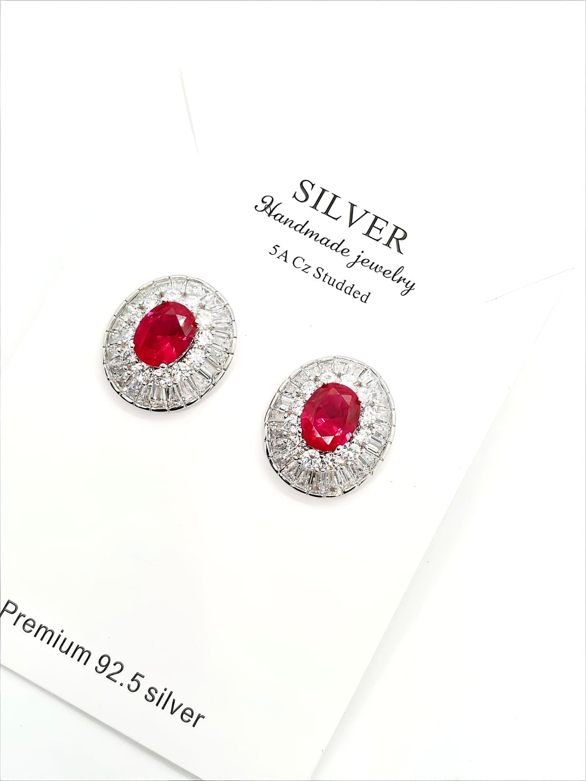 Oval Silver Stud Earrings by SilvSaga