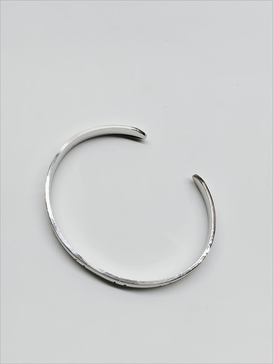 Sleek Groove-Engraved 925 Silver Kada Bracelet by SilvSaga