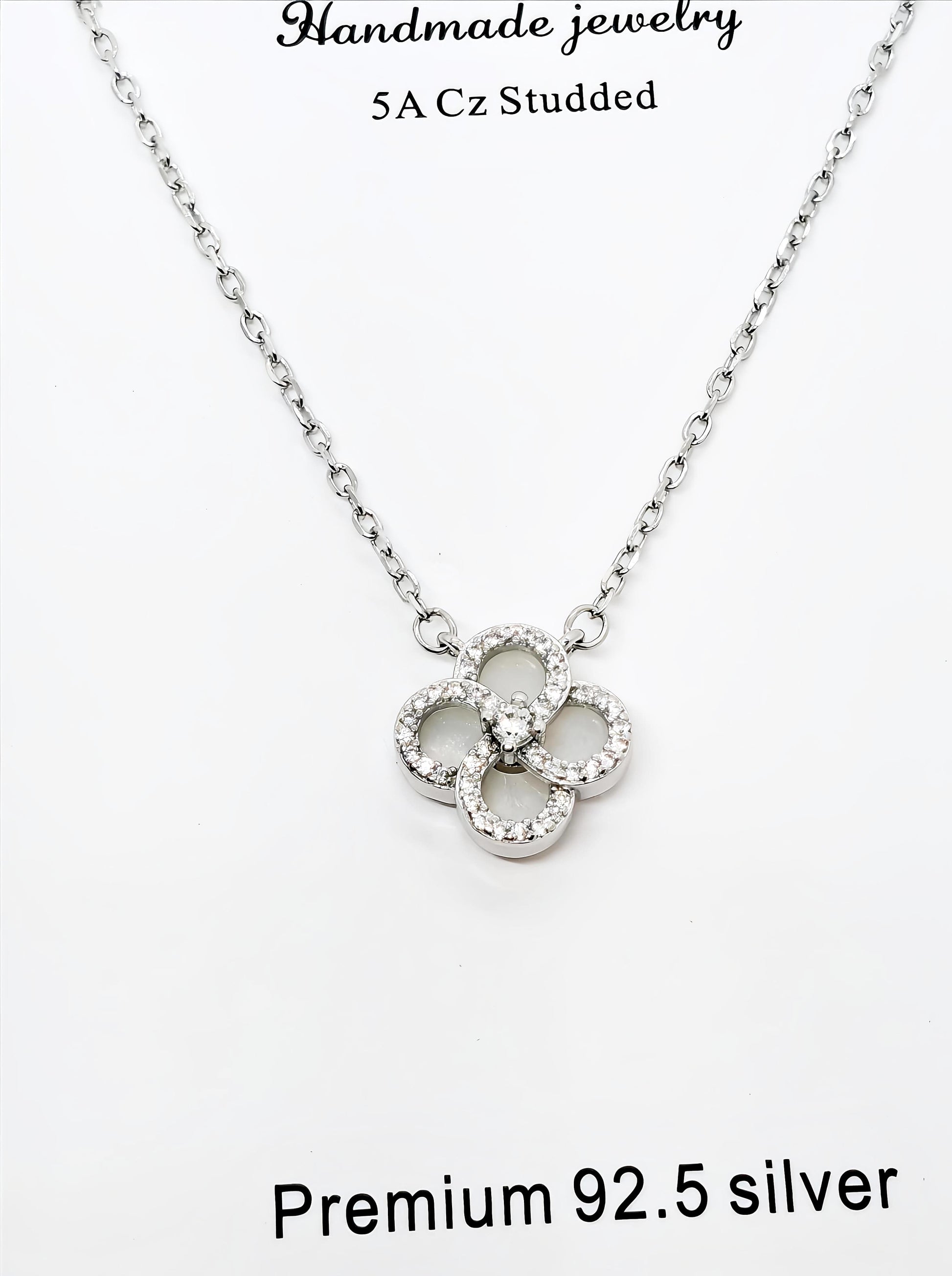 Reversible Flower Pendant Necklace with CZ Stones by SilvSaga