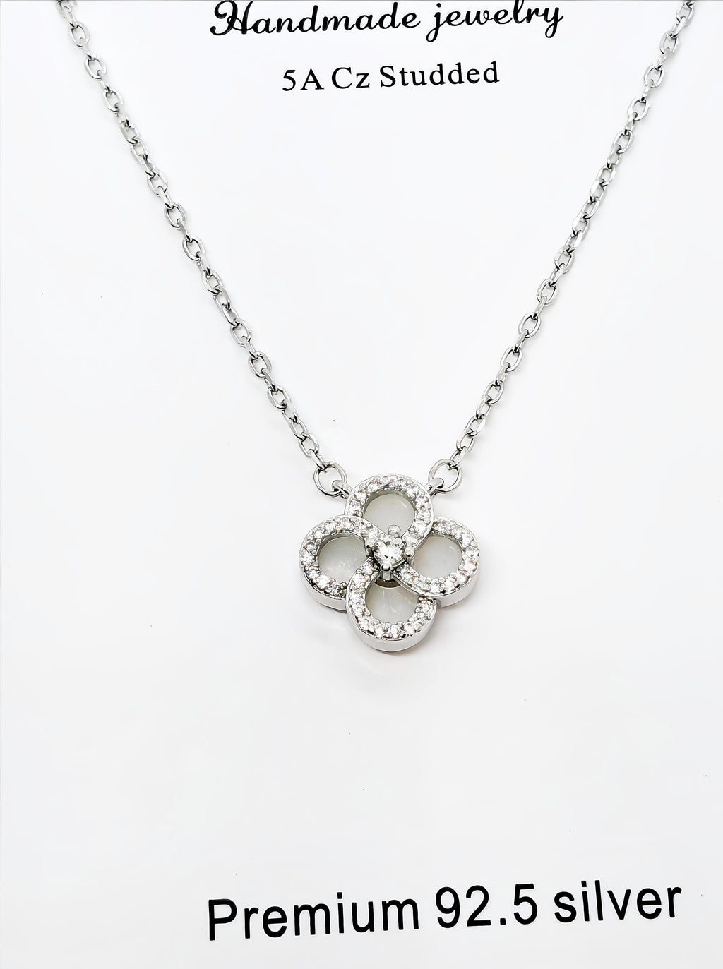 Reversible Flower Pendant Necklace with CZ Stones by SilvSaga