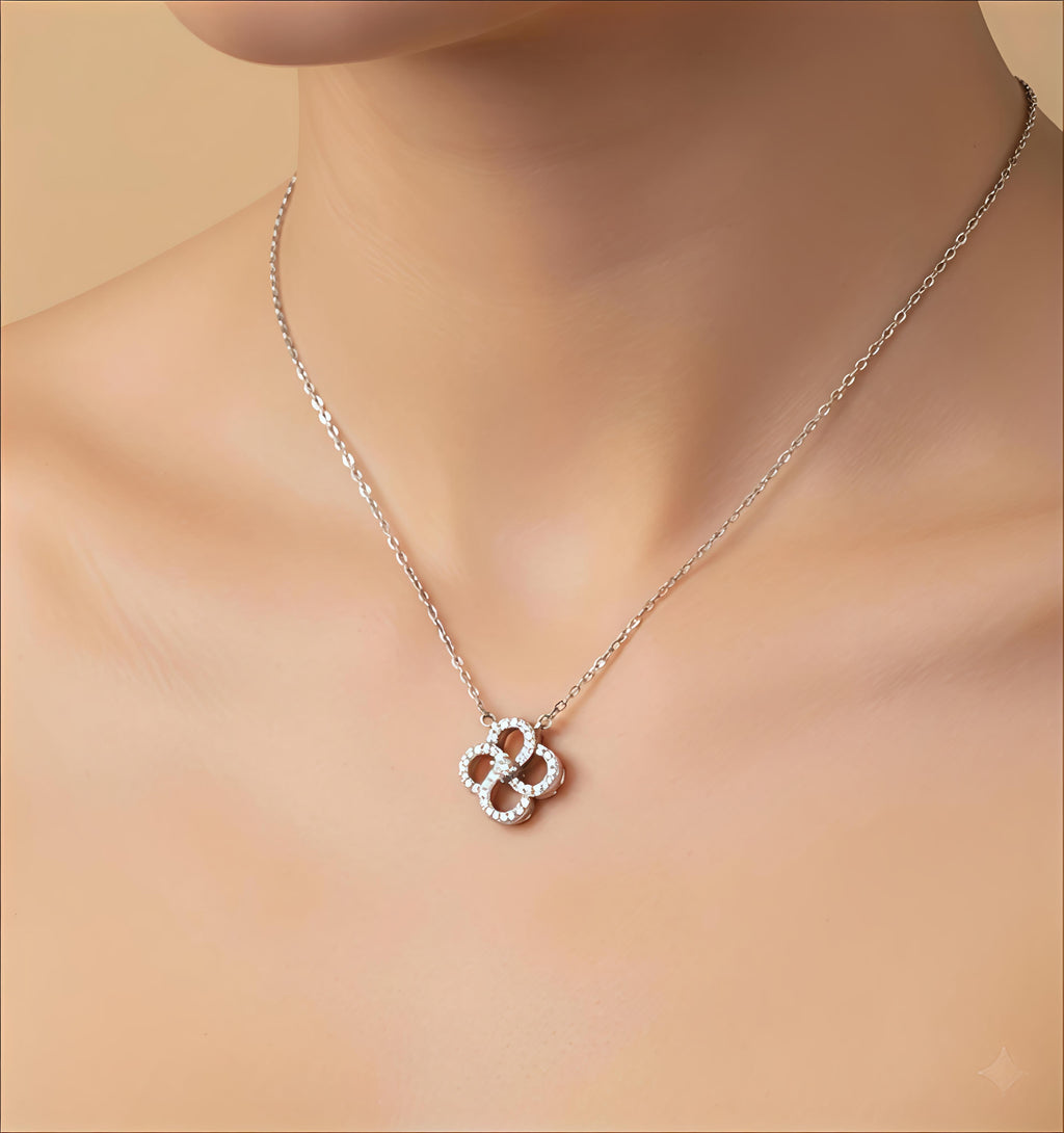 Reversible Flower Pendant Necklace with CZ Stones by SilvSaga