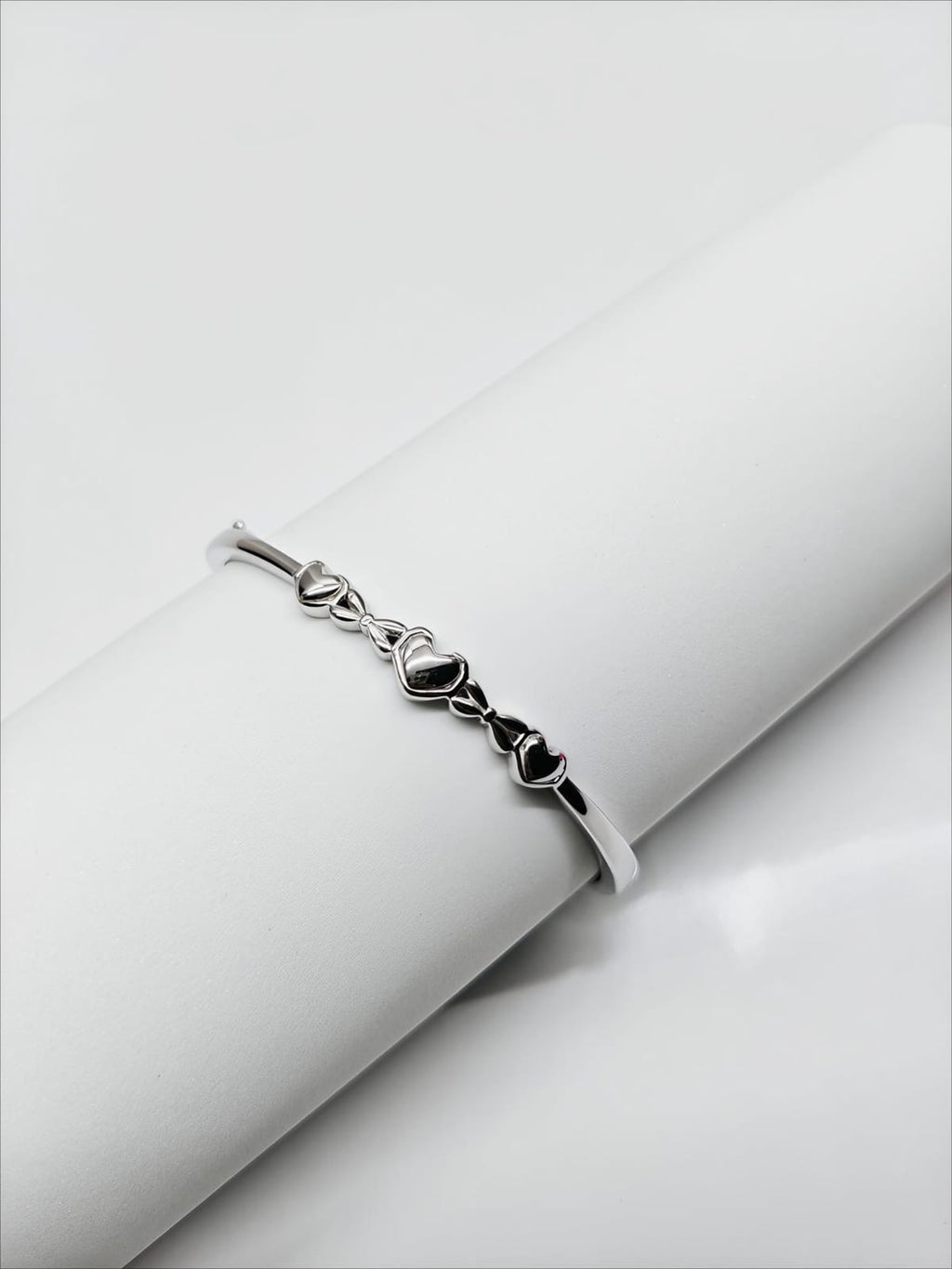 Sterling Silver Heart Motif Bangle Bracelet by SilvSaga