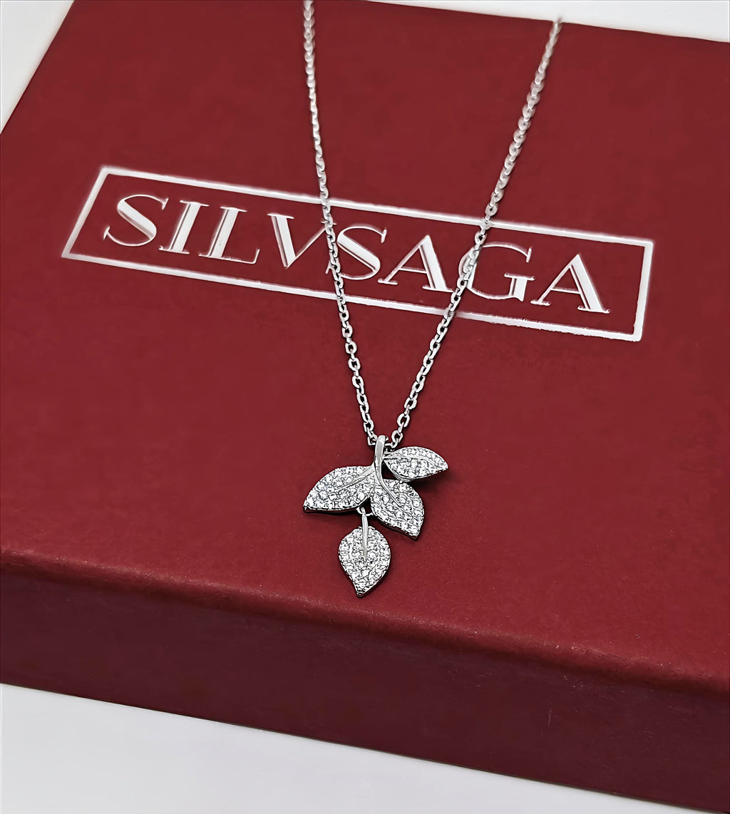 Silver Leaf Pendant Necklace by SilvSaga