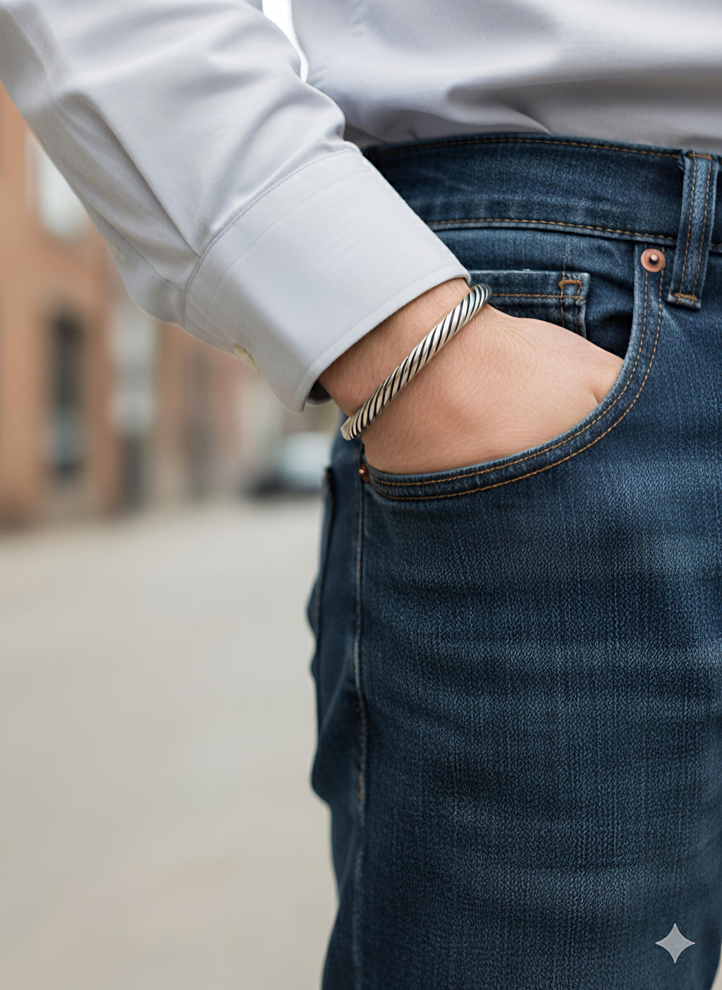 Heritage Weave Sterling Silver Kada by SilvSaga