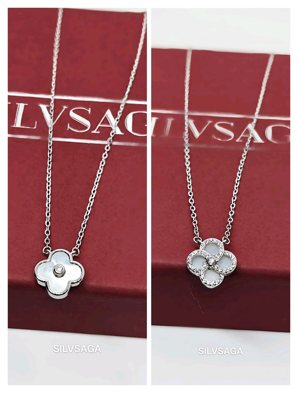 Reversible Flower Pendant Necklace with CZ Stones by SilvSaga