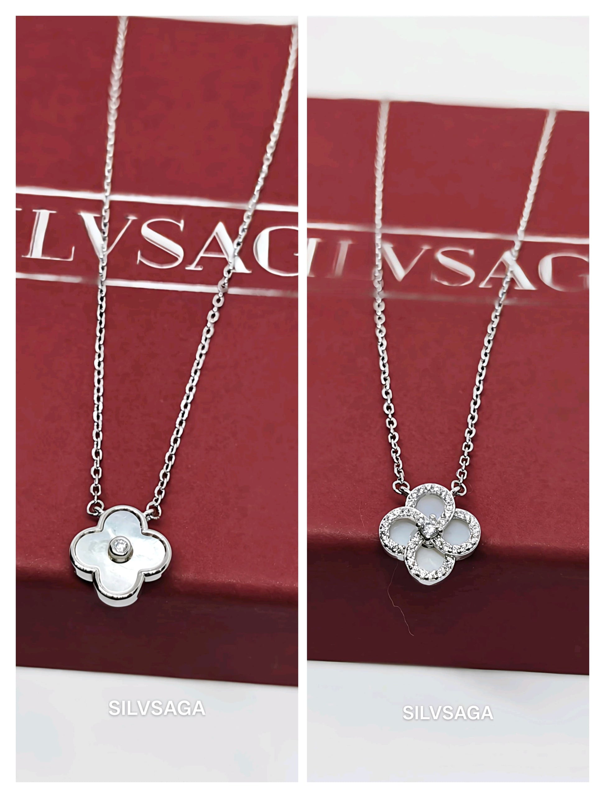Reversible Flower Pendant Necklace with CZ Stones by SilvSaga