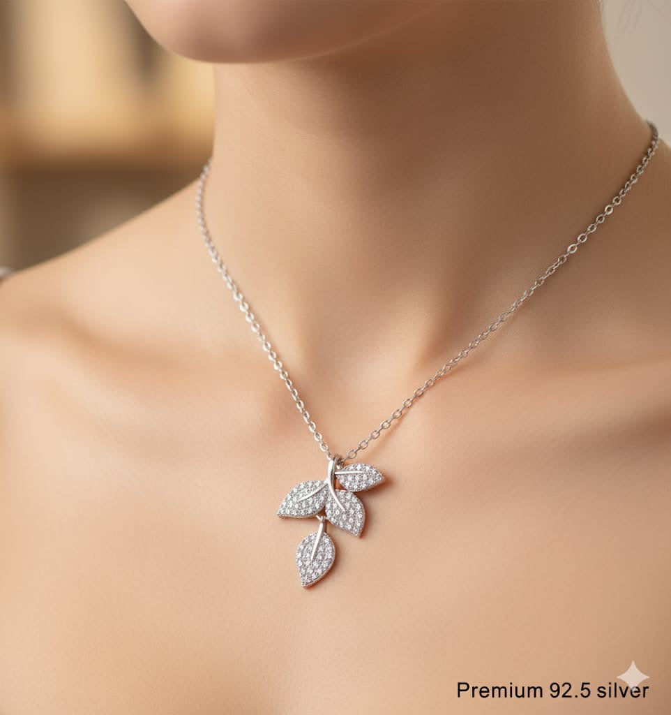 Silver Leaf Pendant Necklace by SilvSaga