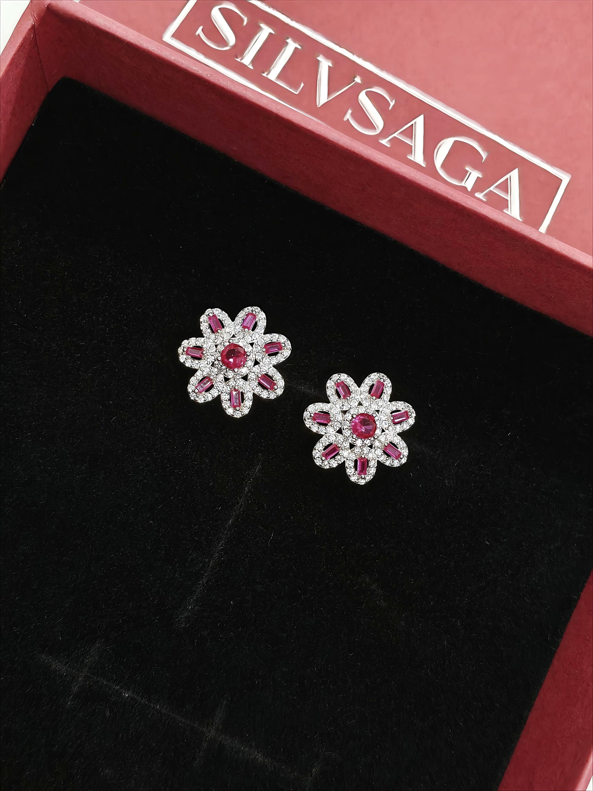 Elegant Sterling Silver Floral Earrings by SilvSaga