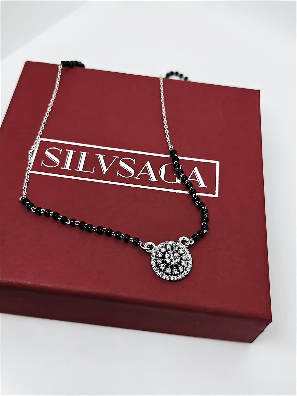 Modern Designer Silver Studded Mangalsutra By SilvSaga
