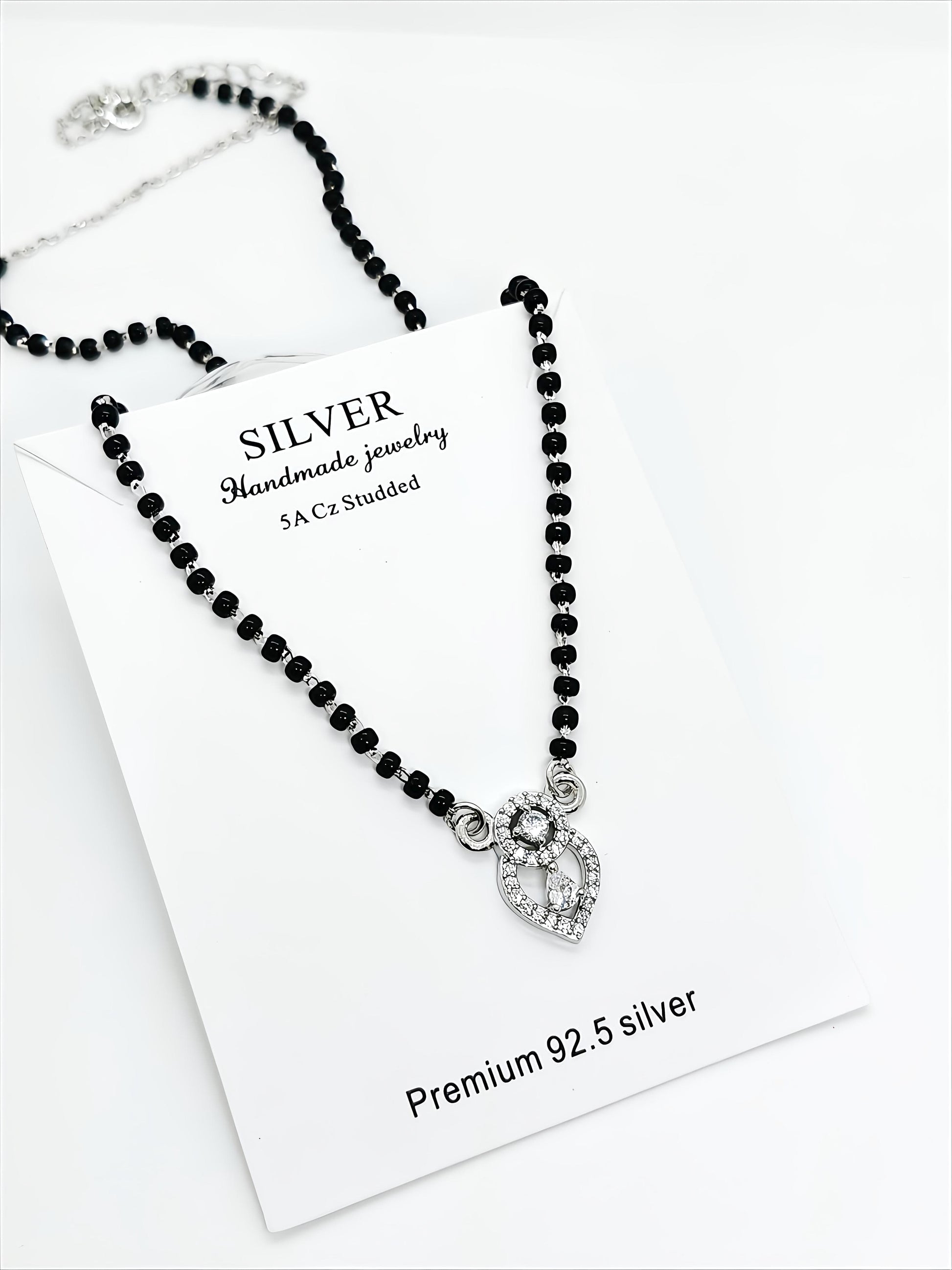 Elegant Silver Mangalsutra in 92.5 Sterling Silver By SilvSaga