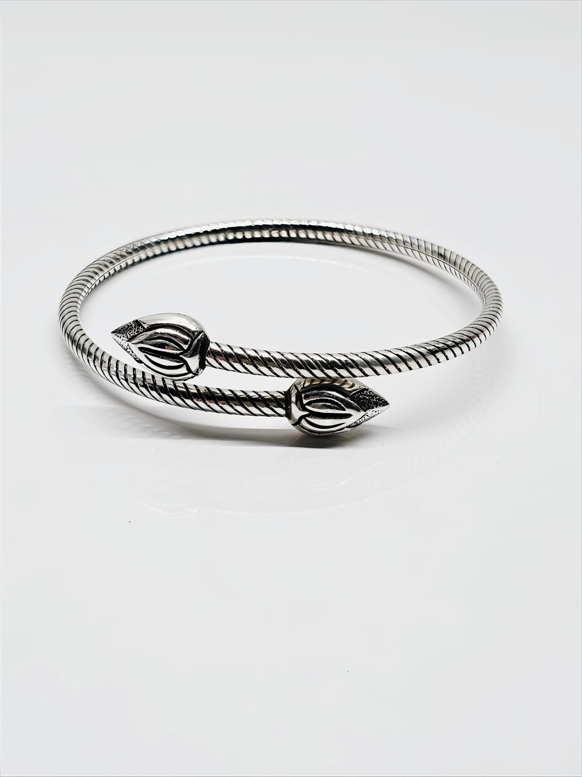 Trishul Twist Oxidised Silver Kada by SilvSaga