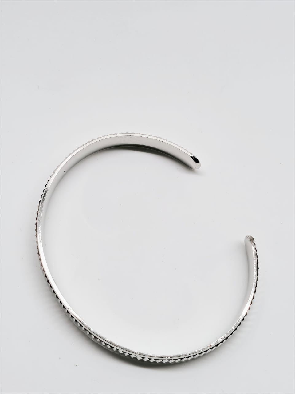 Textured Shine 925 Silver Kada Bracelet by SilvSaga