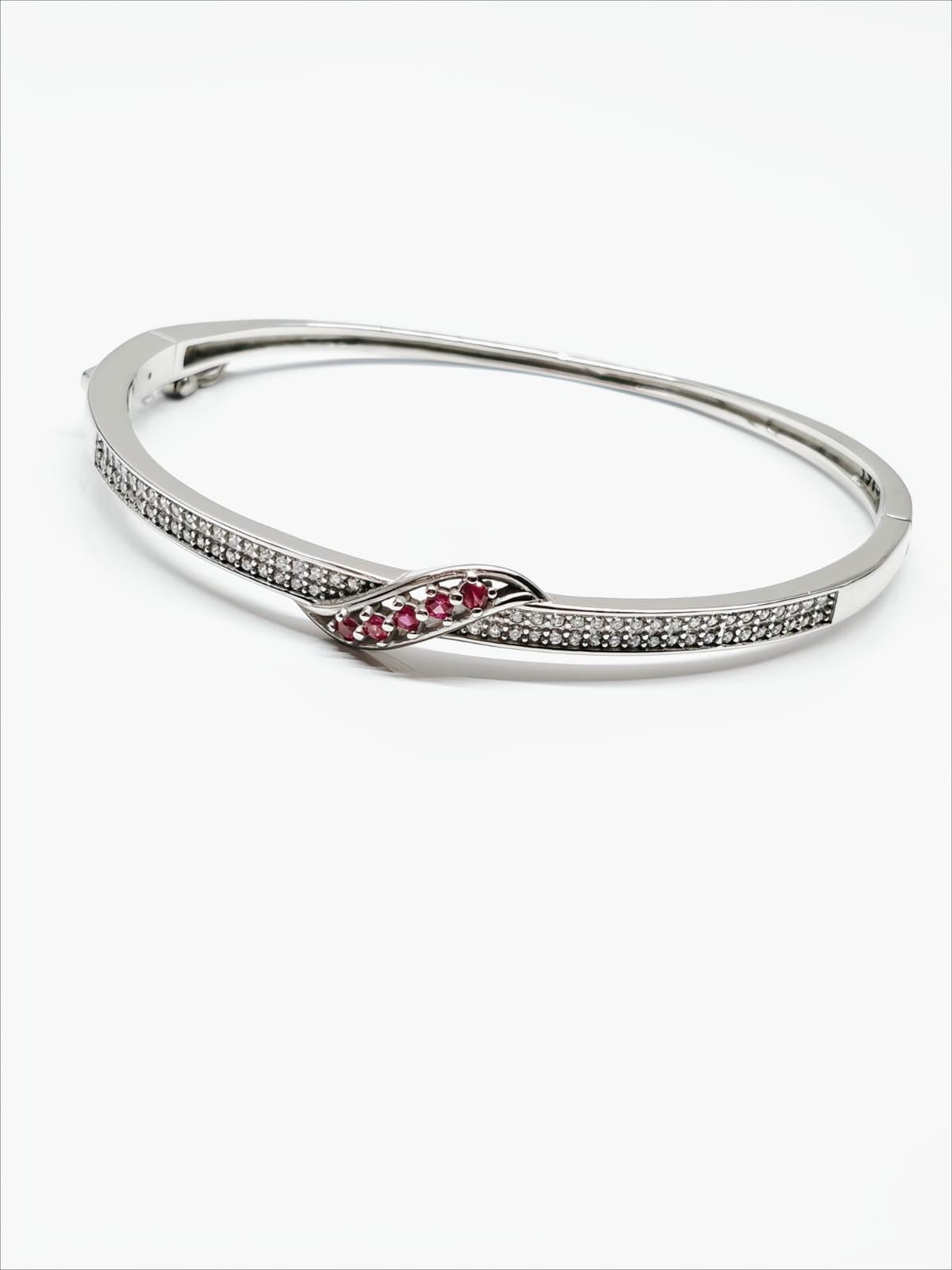 Sterling Silver Bracelet with Pink and White CZ Stones by SilvSaga