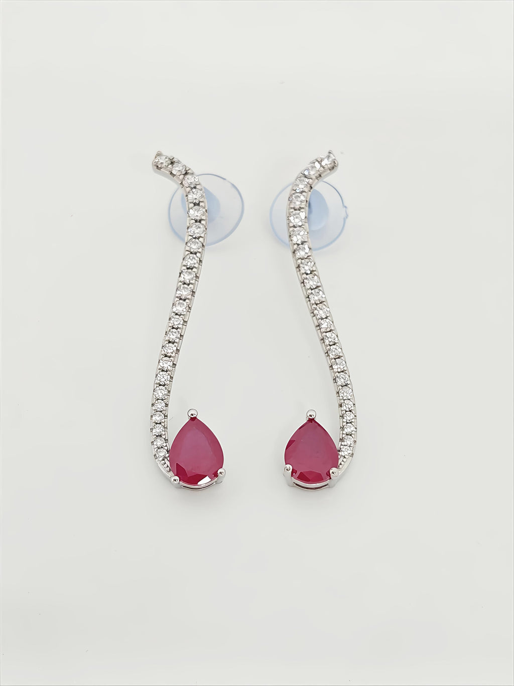 Crimson Curve Silver Earrings by SilvSaga